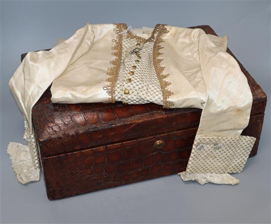 A Victorian crocodile Vickery document box
